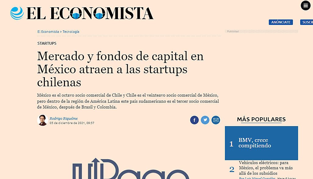 Mercado y fondos de capital en Mxico atraen a las startups chilenas